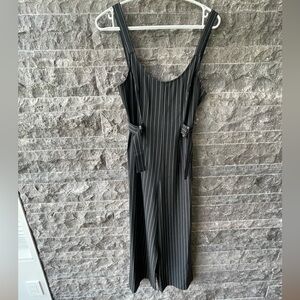 Pin stripe loose fitting jump suit